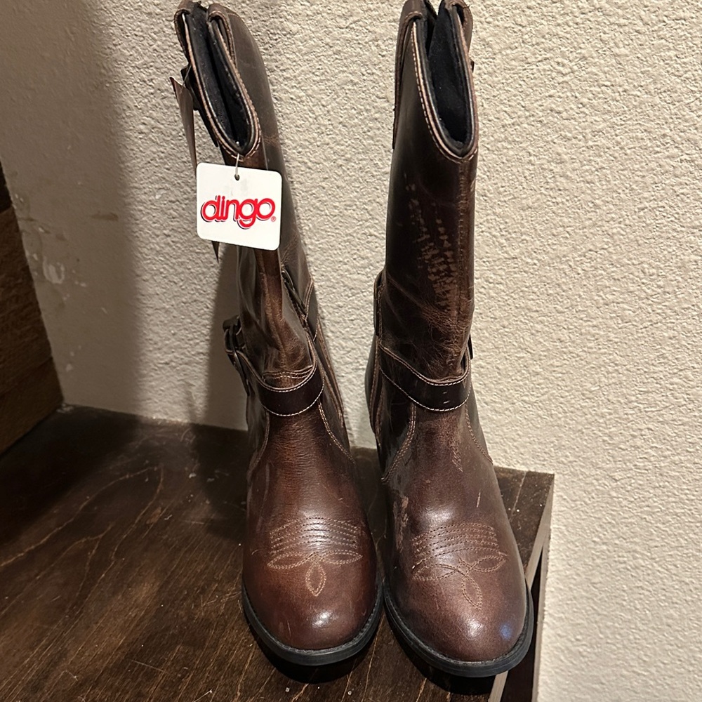 dingo Brown Leather Tall Western Boots